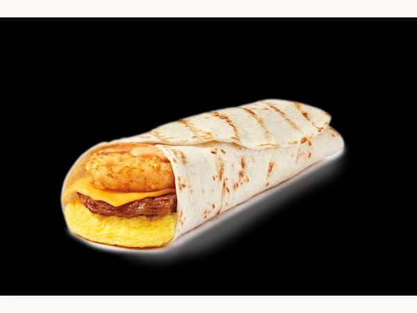 Tim Hortons Sausage Farmer's Wrap breakfast sandwich